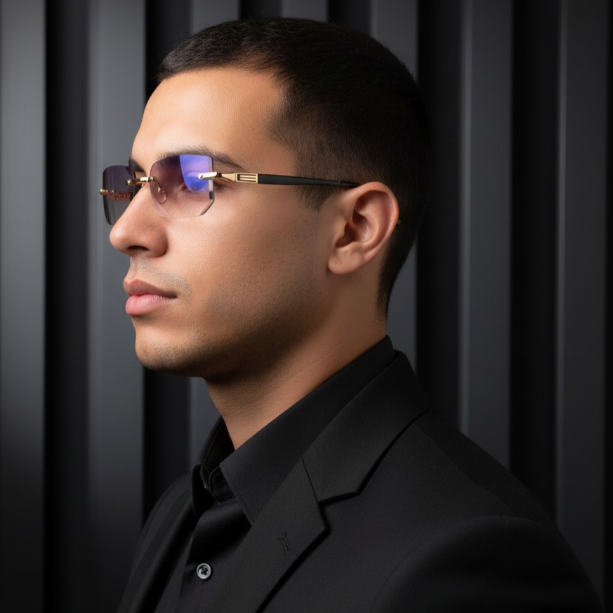 Luxury Rimless Anti Blue - V007-Gold - Image 5