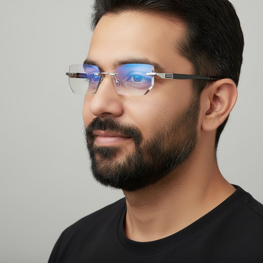 Luxury Rimless Anti Blue - V007-Gold - Image 6