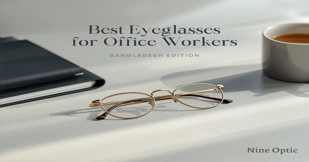 Office eyewear setup with laptop in Dhaka workspace - Nine Optic Bangladesh