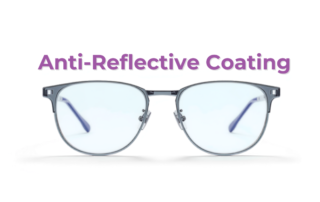 Modern eyeglasses with clear, reflection-free anti-reflective coated lenses
