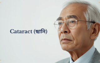 Older South Asian man wearing glasses, illustrating cataract (chhani) and age-related vision changes in Bangladesh