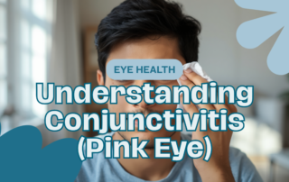 Young person dabbing a red, irritated eye affected by conjunctivitis (chokh otha) in Bangladesh