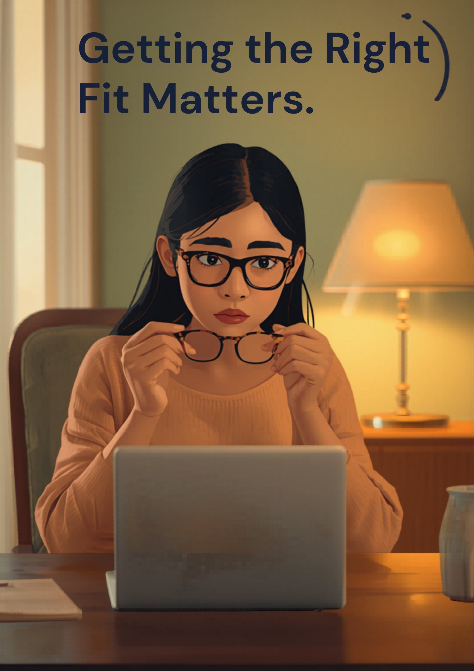 Person confused while shopping for glasses online