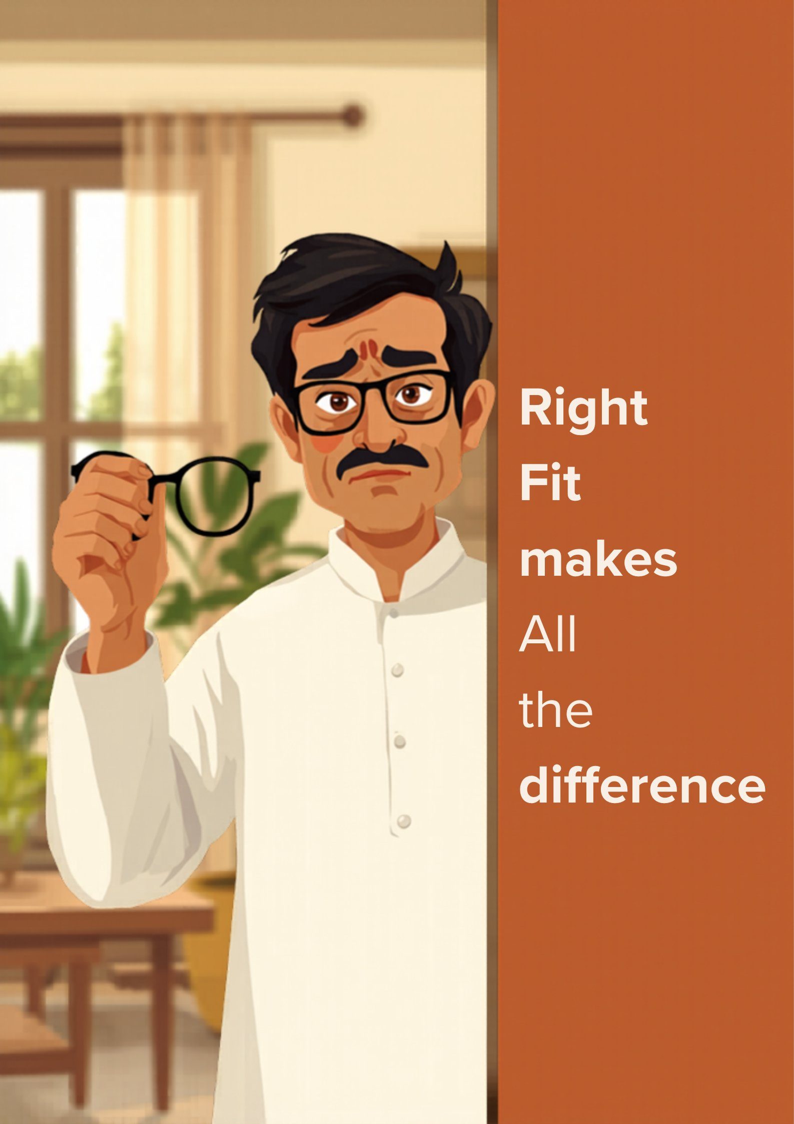 Wrong fit glasses on a person's face — too big and sliding down