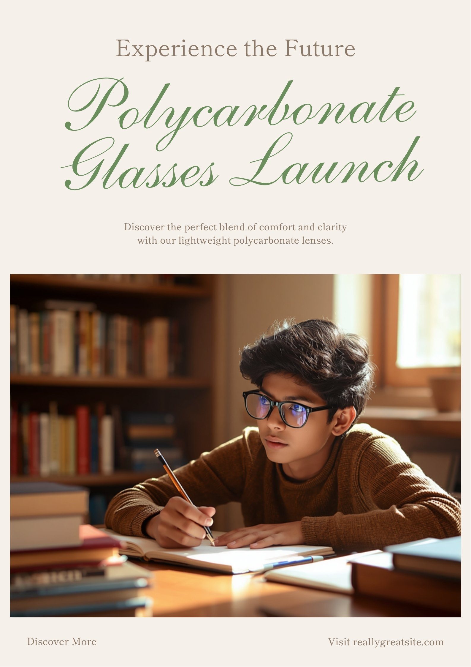 Student wearing lightweight polycarbonate glasses while studying in Bangladesh