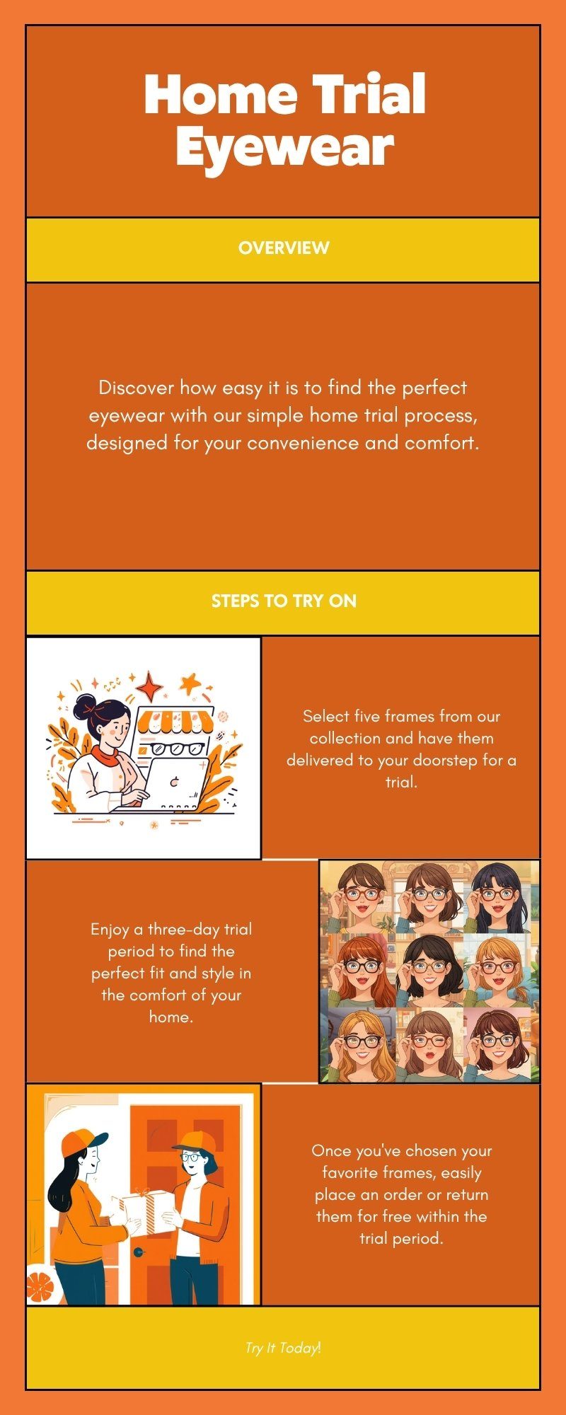 Step by step process of Nine Optic home trial eyeglasses service in Bangladesh