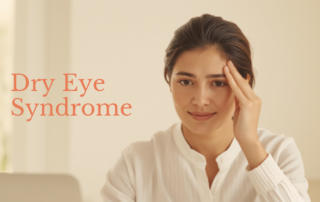 Woman resting her head with tired, dry, irritated eyes, illustrating dry eye syndrome in Bangladesh