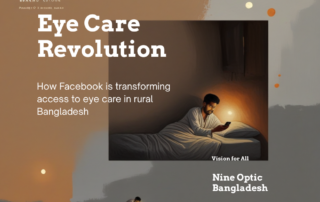 Young Bangladeshi man in a village watching a Nine Optic eye care video on Facebook at night
