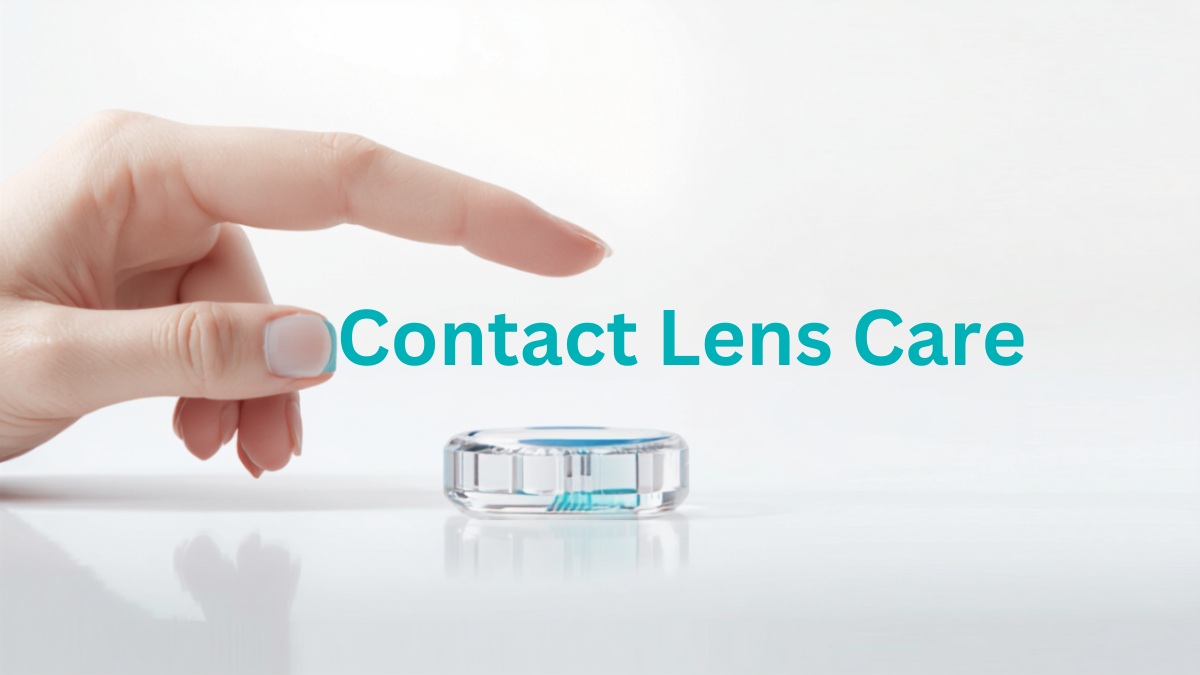 Hand reaching toward a contact lens case, illustrating safe contact lens care and hygiene in Bangladesh
