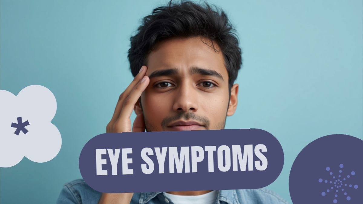 Young man touching near his eye with a mild concerned look, common eye symptoms guide in Bangladesh