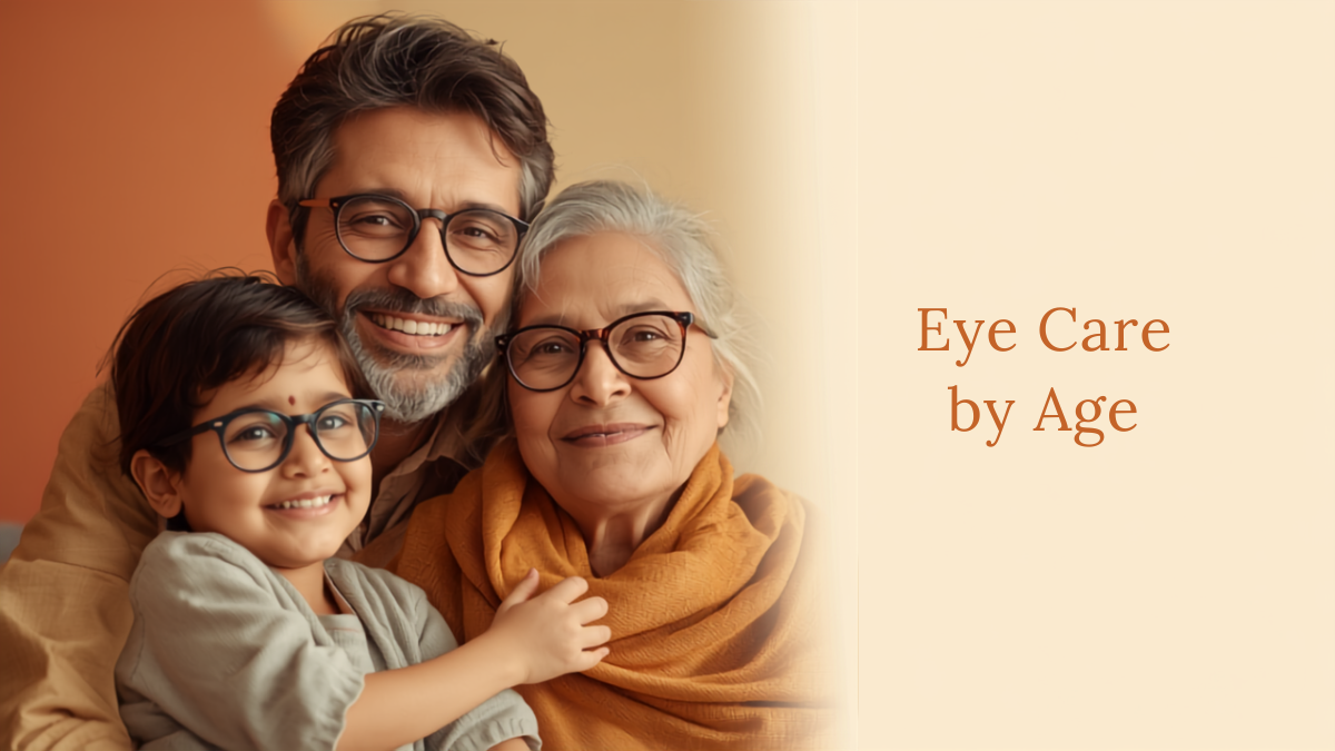 Happy multi-generational family wearing glasses, illustrating eye care by age from children to seniors in Bangladesh