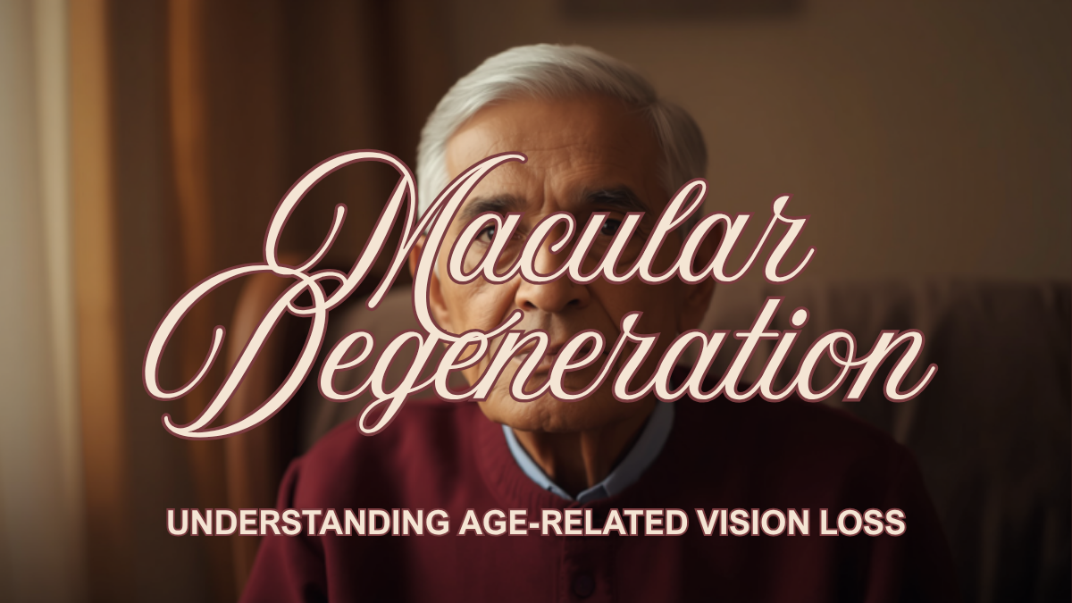 Older man in burgundy illustrating age-related macular degeneration (AMD) and central vision loss in Bangladesh
