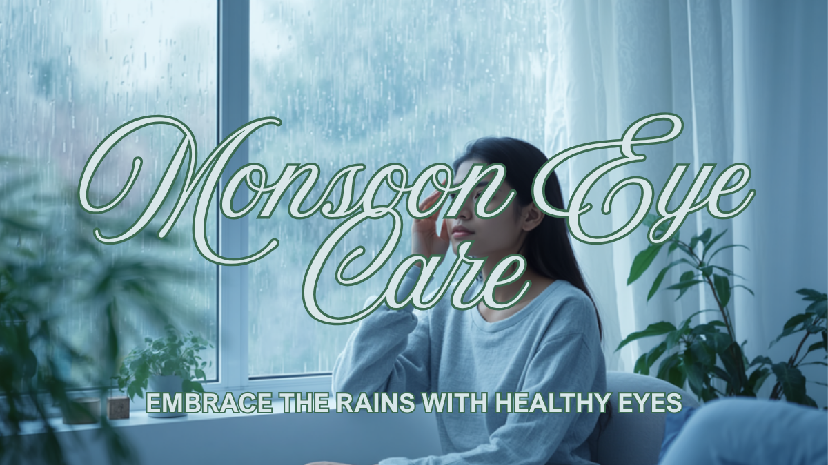 Woman resting by a rain-streaked window during monsoon, illustrating rainy-season eye care in Bangladesh